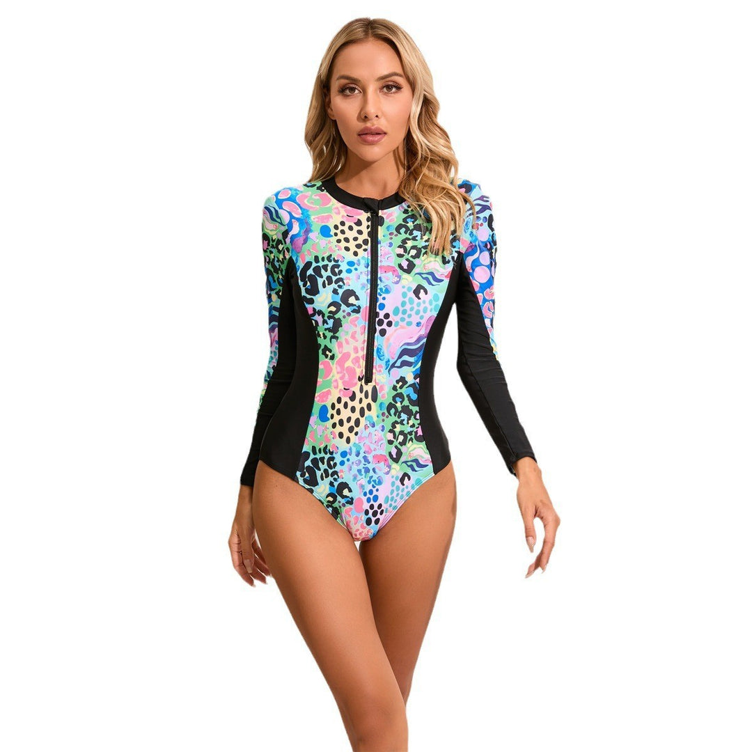 Damen Langarm-Schwimmanzug mit grafischem Design Echo Archiv