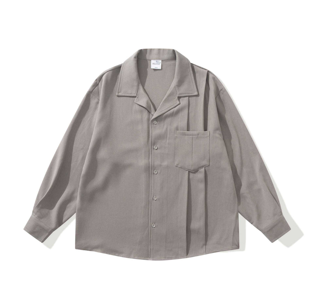 Unisex Oversize Hemdjacke mit offenem Reverskragen und Brusttasche Echoarchiv