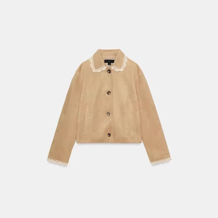 Damen Kurzjacke mit Häkelspitzenkragen und Spitzenmanschetten Echo Archiv