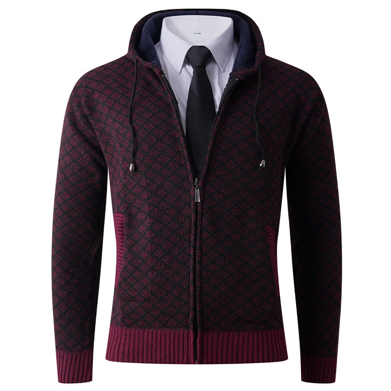 Herren elegante Kapuzenjacke mit strukturiertem Muster Echoarchiv