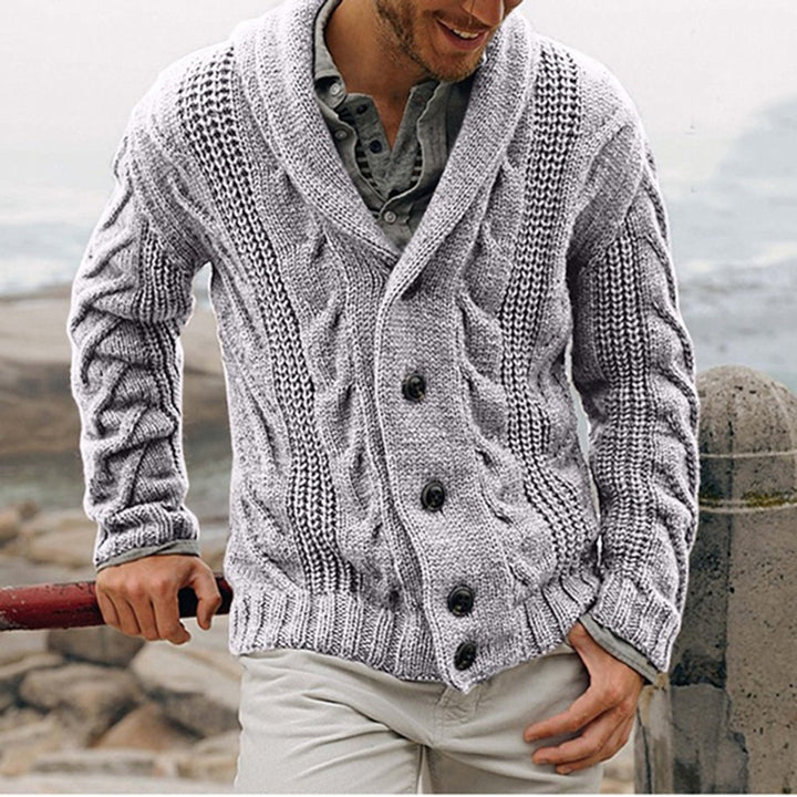 Herren Strickjacke mit grobem Muster und elegantem Revers Echoarchiv