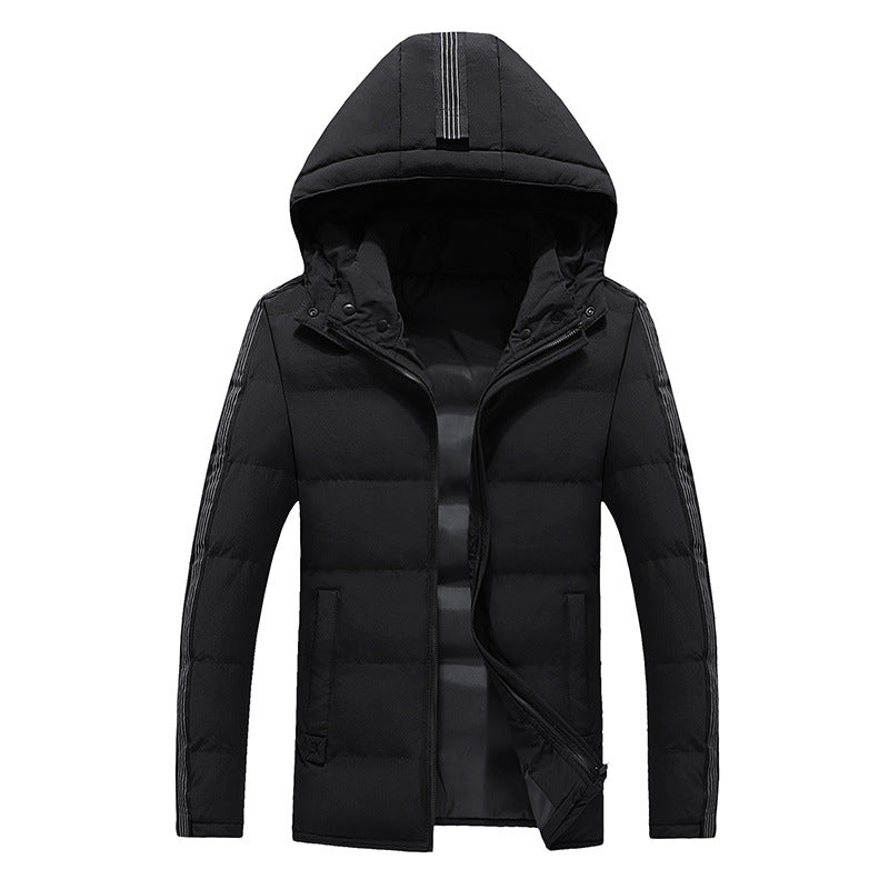 Herren leichte gesteppte Kapuzenjacke mit windabweisender Außenlage und seitlichen Kontraststreifen – Taviero