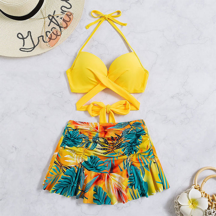 Damen Bikini-Set mit Rüschenrock und verstellbaren Trägern Echo Archiv