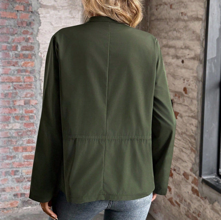 Damen Leichte Wasserfall-Jacke mit Tunnelzug, Krempelärmeln und Reißverschlusstaschen – Avérine