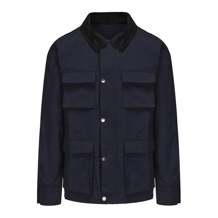 Herren modische Utility-Jacke mit mehreren praktischen Taschen und Kunstfellkragen Echoarchiv
