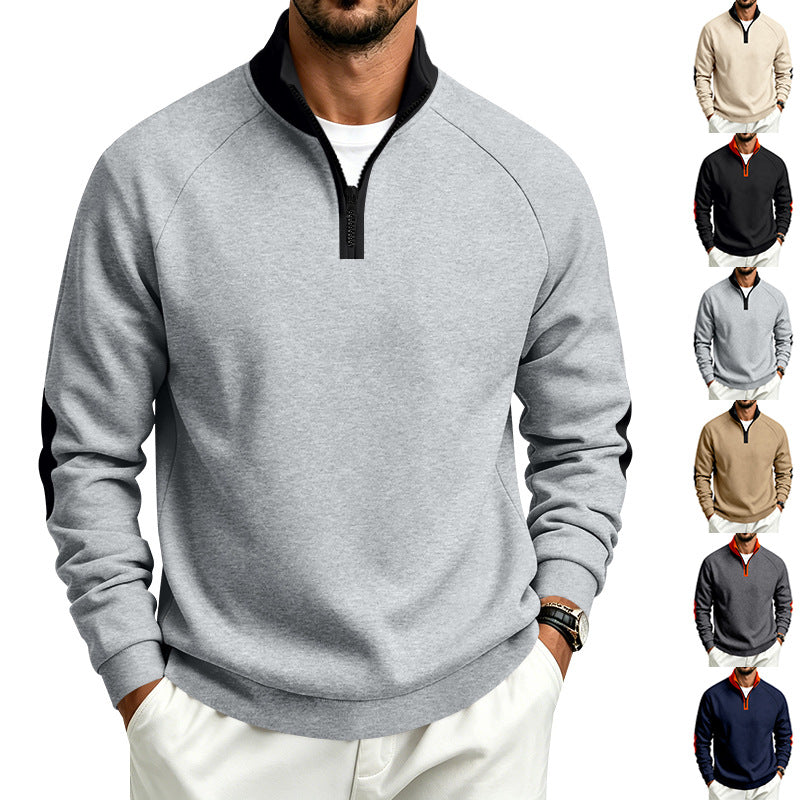 Herren Halbzip-Pullover mit Stehkragen und Ellbogen-Patches Echoarchiv