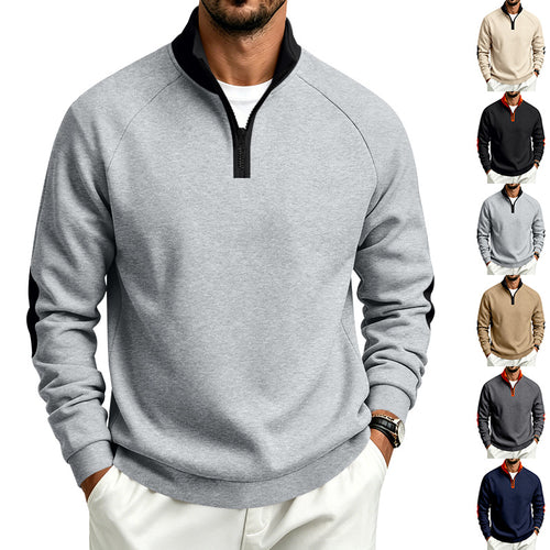 Herren Halbzip-Pullover mit Stehkragen und Ellbogen-Patches Echoarchiv