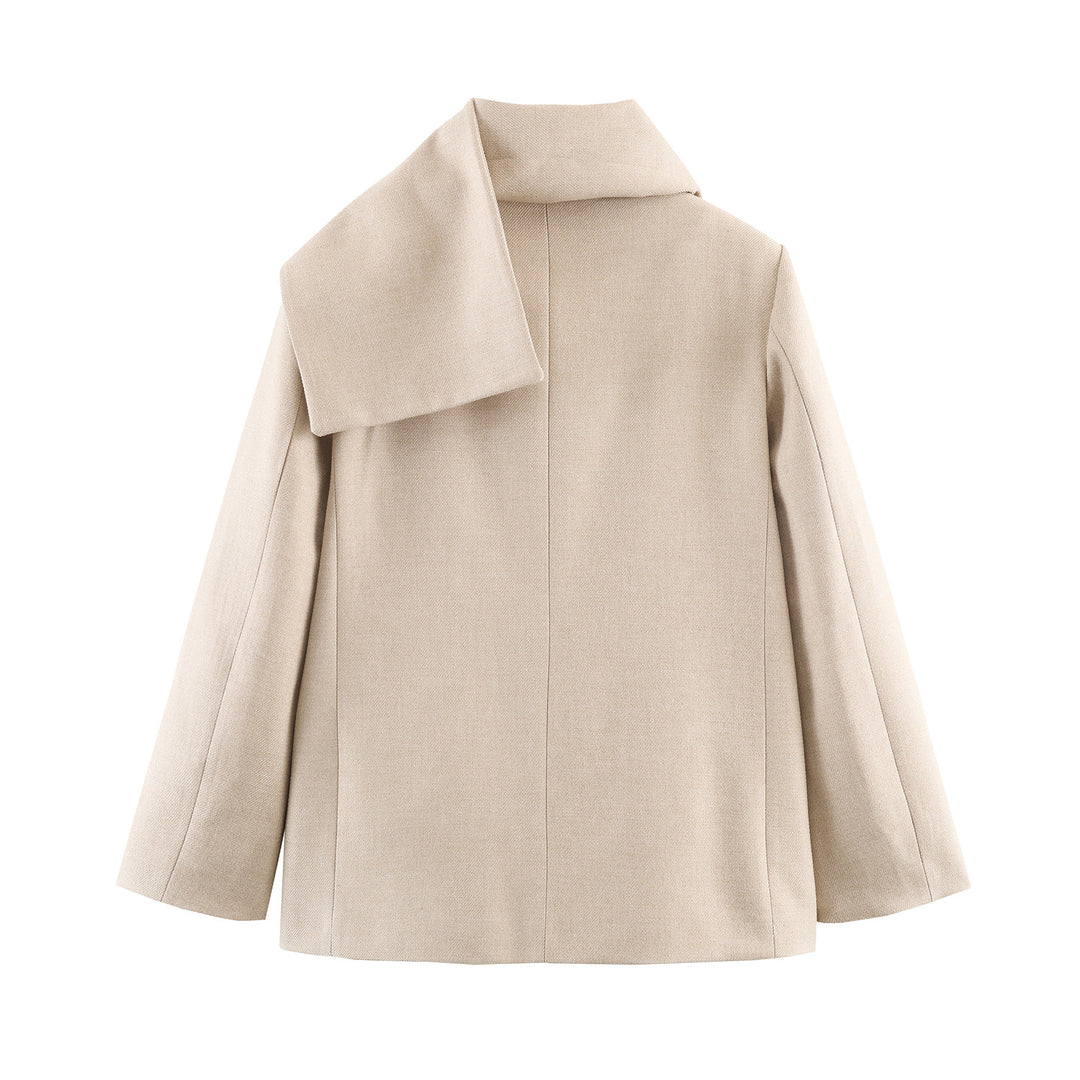 Damen eleganter Wollmix-Mantel mit großem Schalkragen und integriertem Schal – Montévia
