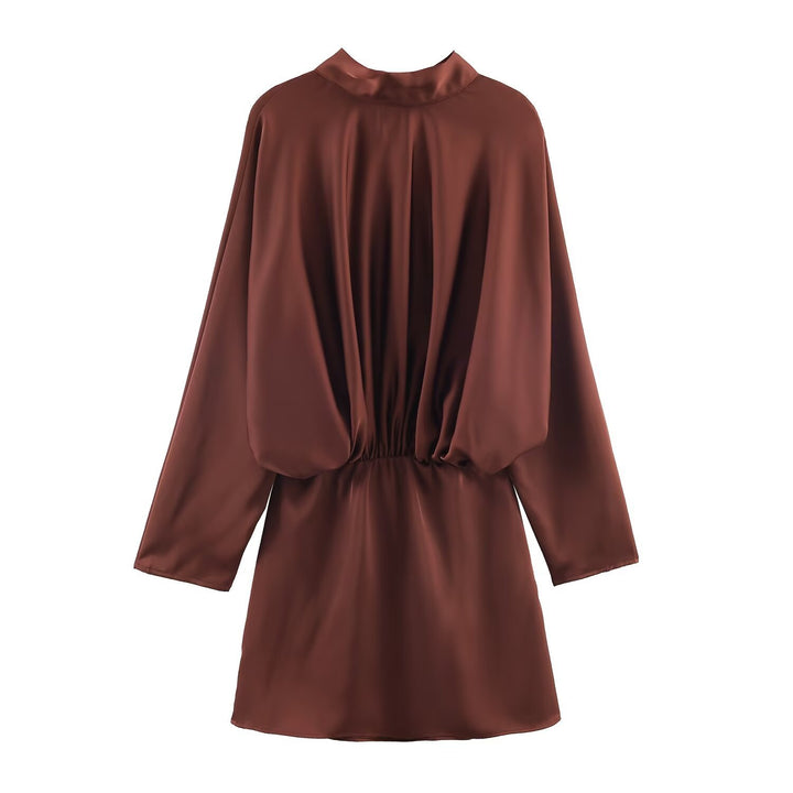 Damen Kurzes A-Linien-Kleid mit Rosen-Jacquard, Volantärmeln und Ziergürtel Echoarchiv
