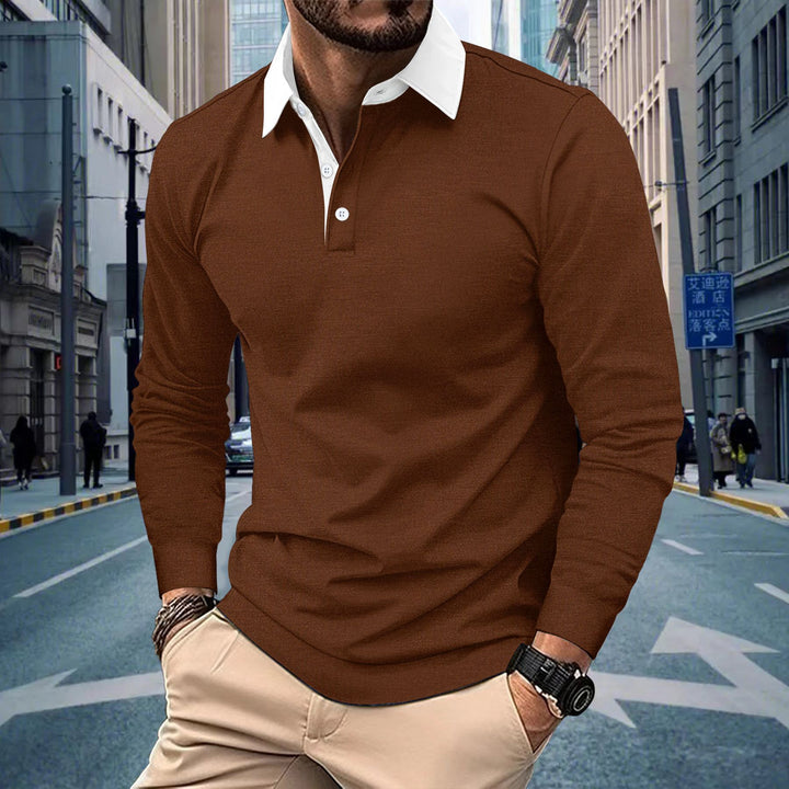 Herren Langarm Polohemd mit contrastierendem Kragen Echoarchiv