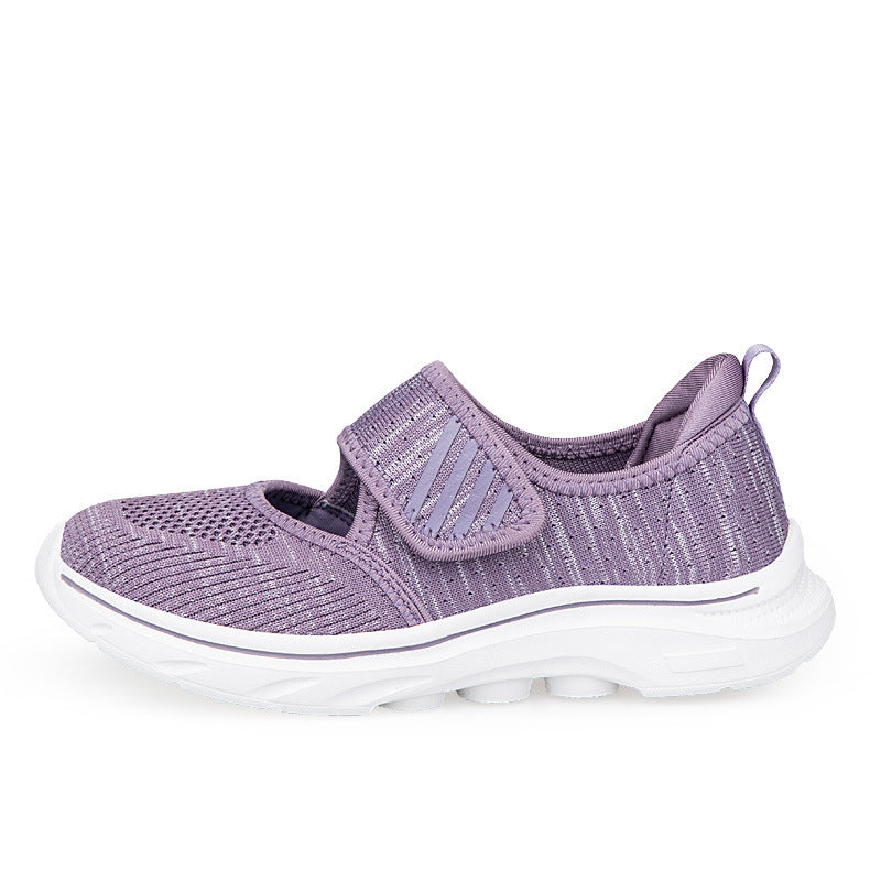 Damen nan Strick-Riemen-Sneaker mit Klettverschluss, gepolstertem Fußbett und stoßdämpfender EVA-Sohle Echo Archiv