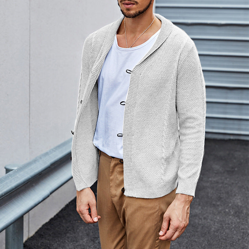 Herren Feinstrick-Cardigan mit Schalkragen, Karabiner-Verschlüssen und Strukturstrick Echo Archiv