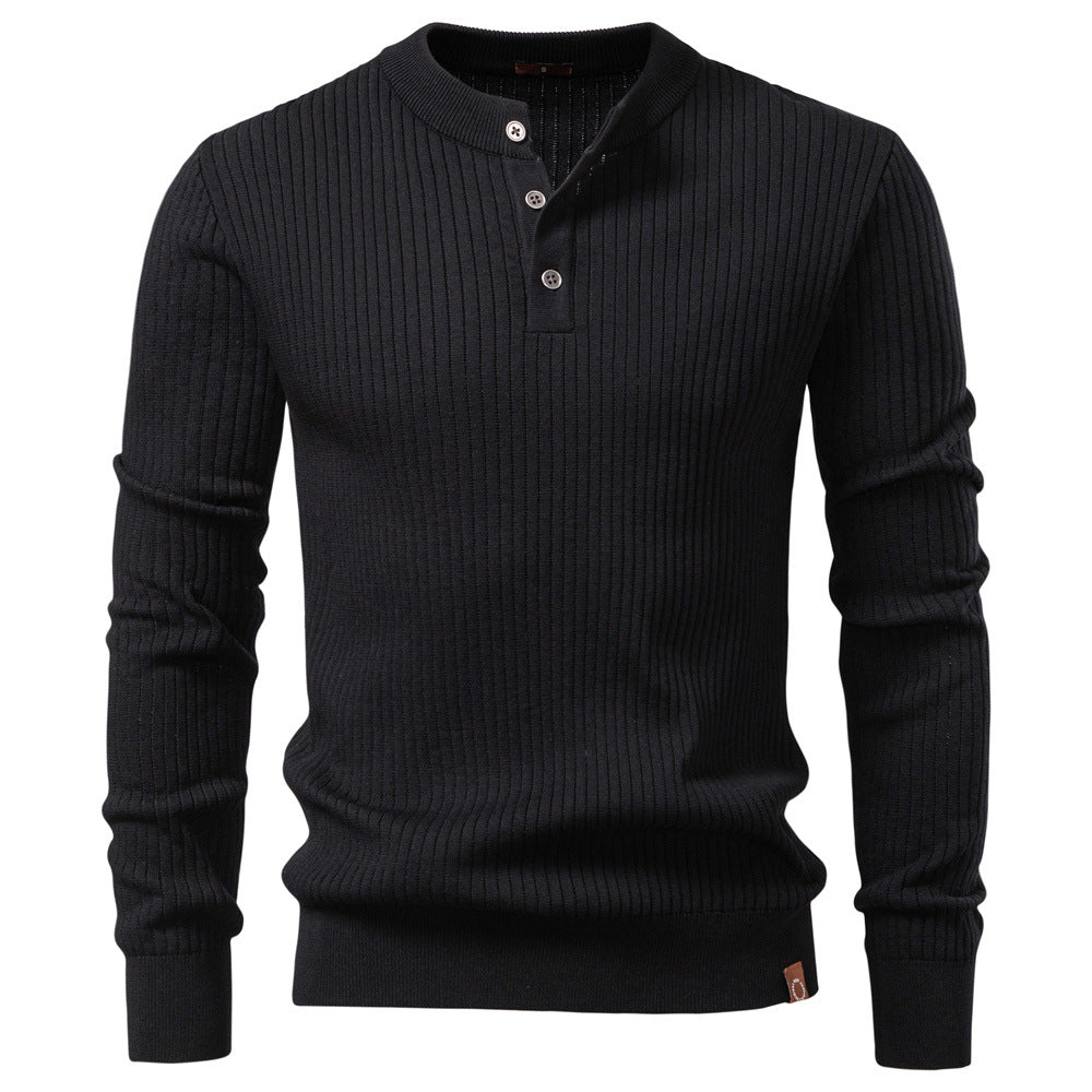 Herren Strickpullover mit feinem Rippenmuster und modischem Knopfdetail Echoarchiv