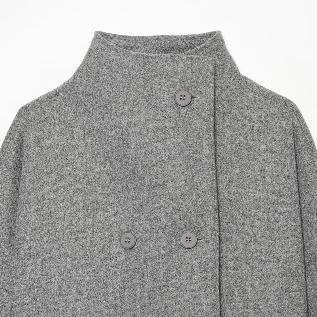 Damen Kurzes Cape-Mantel aus Wollmix mit hohem Stehkragen und doppelreihiger Knopfleiste Echoarchiv