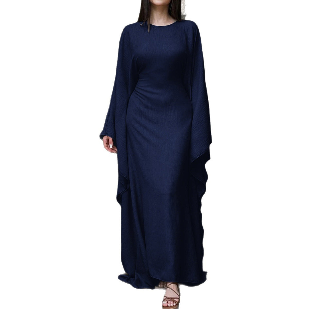 Damen nan fließendes Maxikleid mit weiten drapierten Ärmeln aus Viskosemix Echo Archiv