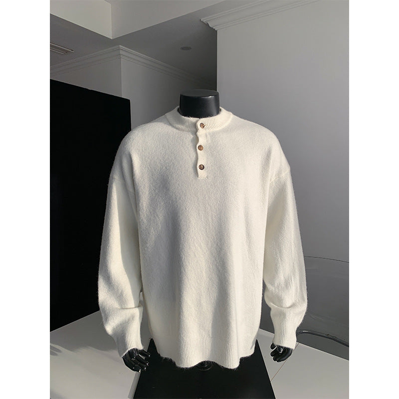 Herren Oversize-Strickpullover mit Henley-Kragen und Halbknopfleiste Echo Archiv