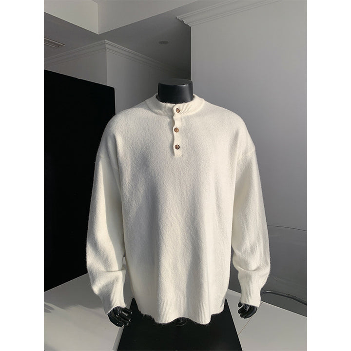 Herren Oversize-Strickpullover mit Henley-Kragen und Halbknopfleiste Echo Archiv