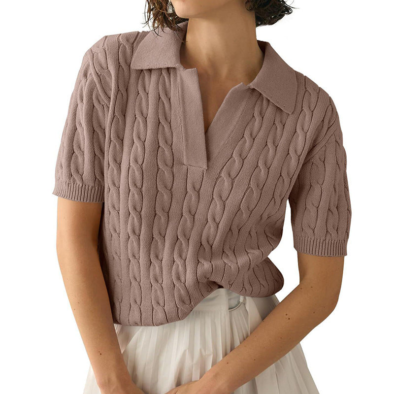 Echoarchiv | Polo-Kragen Twist Strickpullover