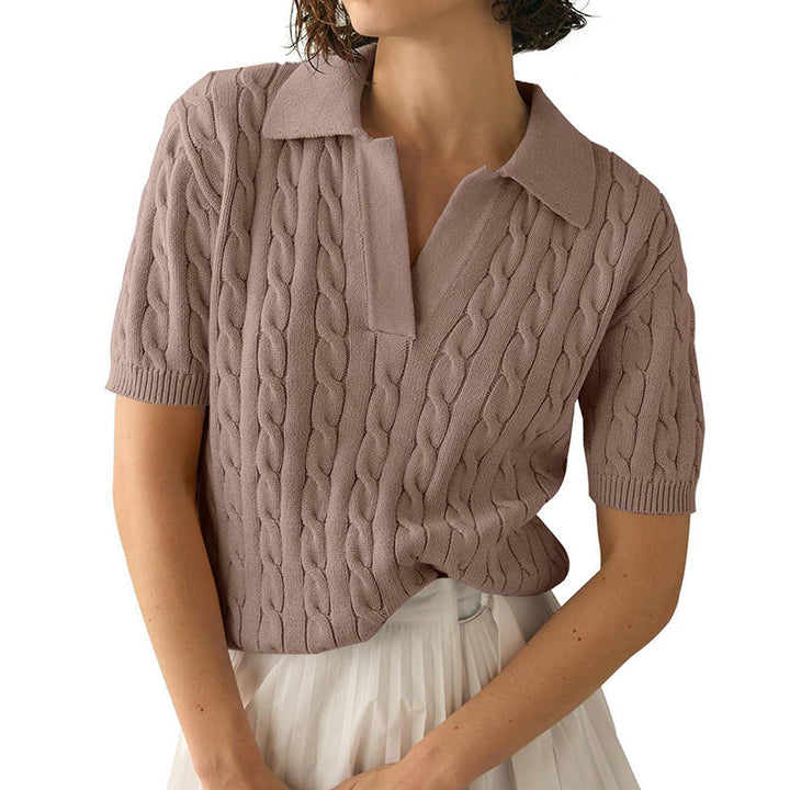Echoarchiv | Polo-Kragen Twist Strickpullover