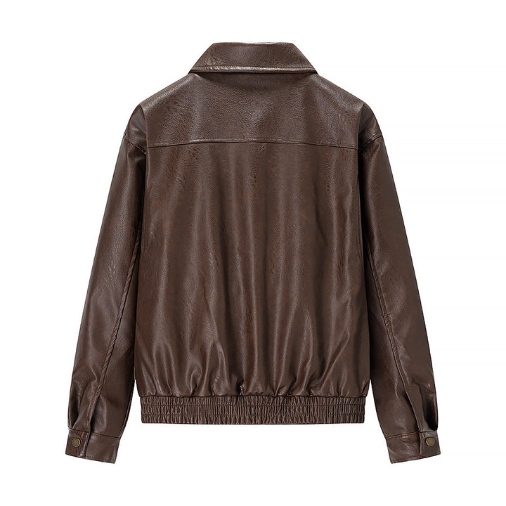 Damen Oversized-Kunstlederblouson mit Hemdkragen, aufgesetzten Pattentaschen und verdeckter Reißverschlussleiste Echo Archiv
