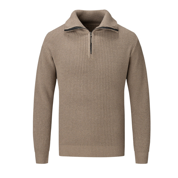 Herren Freizeitpullover mit halbem Reißverschluss und strukturiertem Strickmuster Echoarchiv