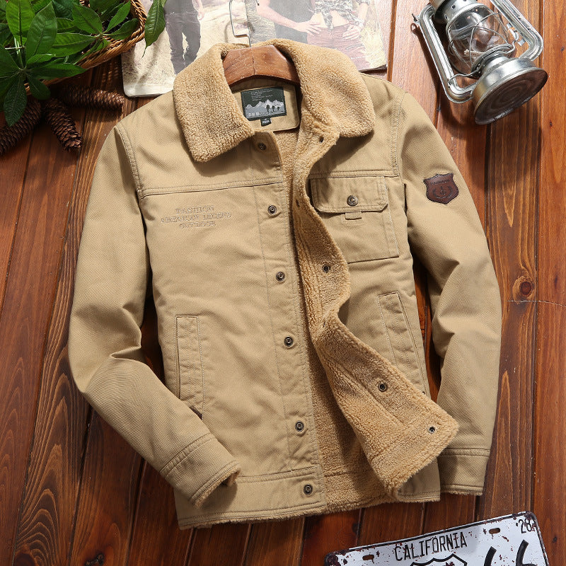 Herren nan robuste Canvas-Arbeitsjacke mit komplettem Sherpa-Innenfutter, verdeckter Druckknopfleiste und funktionalen Brust- und Eingrifftaschen Echo Archiv