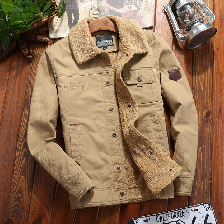 Herren nan robuste Canvas-Arbeitsjacke mit komplettem Sherpa-Innenfutter, verdeckter Druckknopfleiste und funktionalen Brust- und Eingrifftaschen Echo Archiv