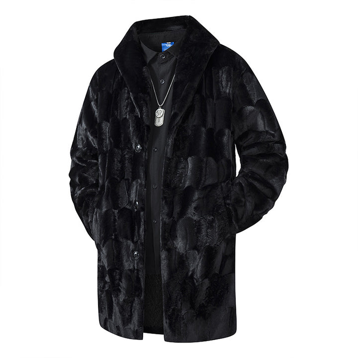 Herren Langer Kunstfell-Mantel mit Oversize-Schnitt und Schalkragen Echo Archiv