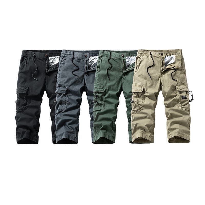 Herren Knielange Cargo-Shorts aus robustem Baumwoll‑Twill mit Elastikbund und Multifachtaschen Echo Archiv