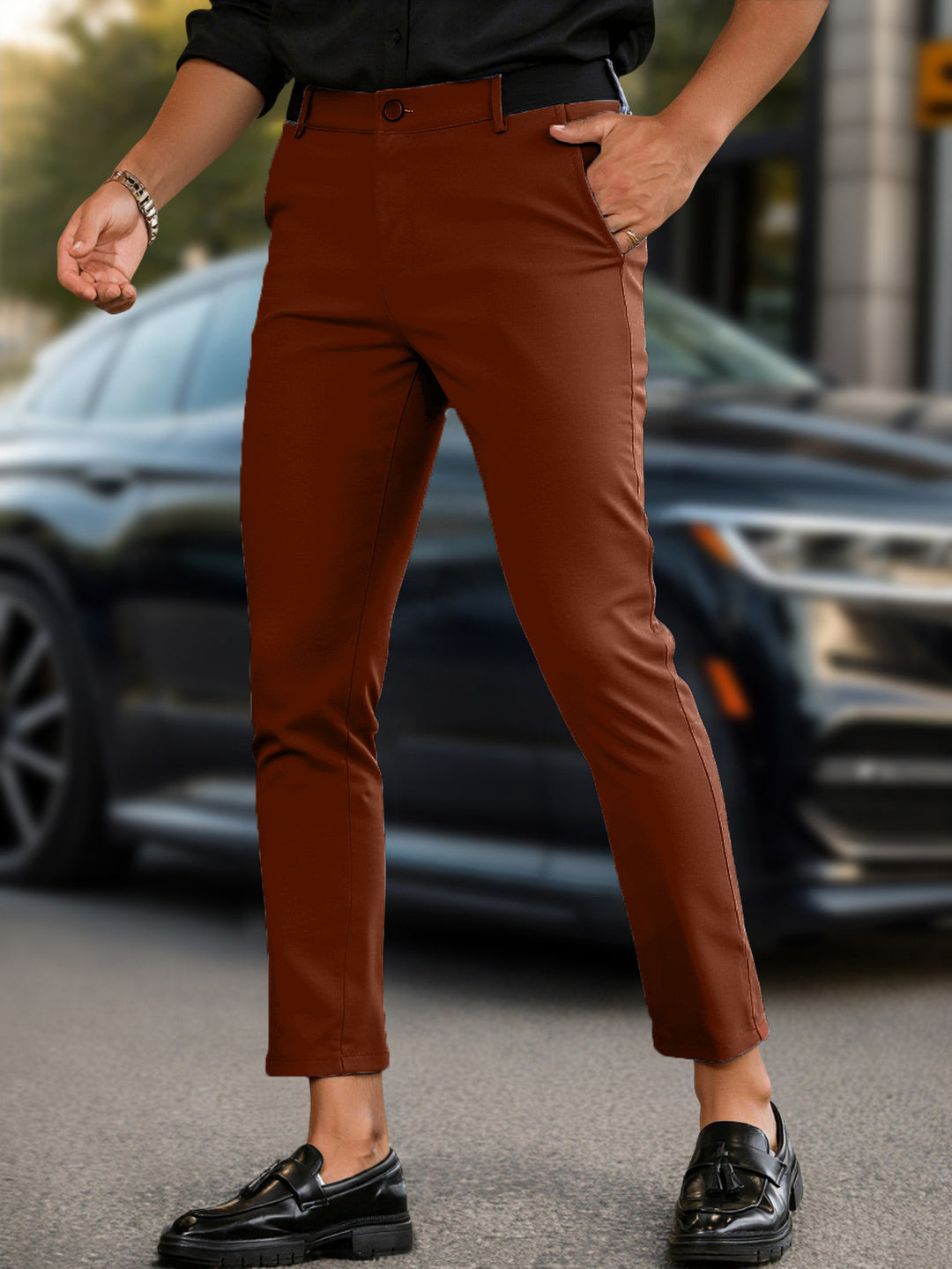 Herren Slim-Fit Anzughose mit elastischem Bund und hochmodernem Design Echoarchiv