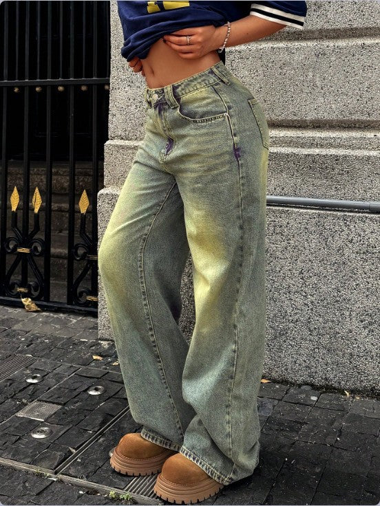 Damen High-Waist Weite Denim‑Hose mit Palazzo‑Schnitt Echo Archiv