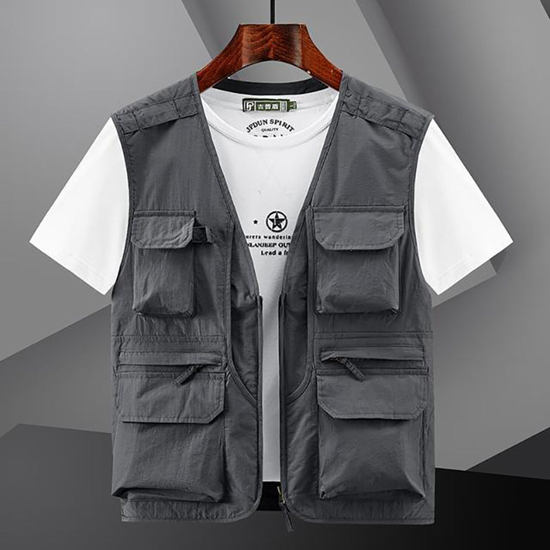 Herren Utility Outdoor-Weste mit Mehrfachtaschen und Frontreißverschluss – Marzano
