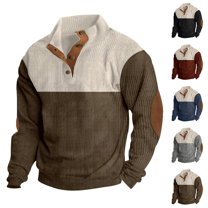 Herren nan Troyer Strickpullover mit Rippstruktur und Ellenbogen-Patches Echo Archiv