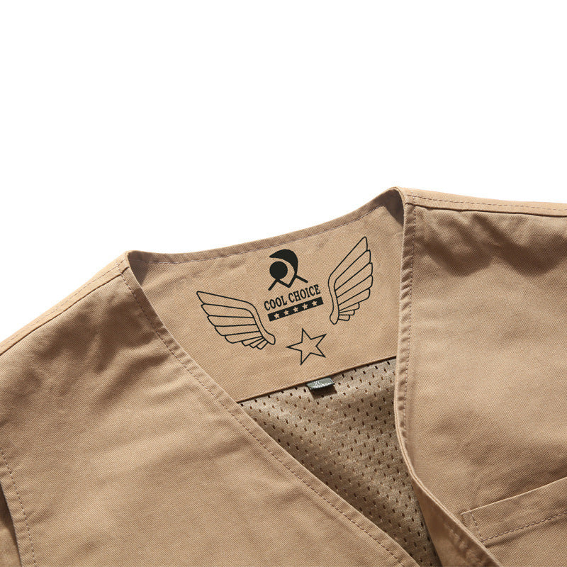 Herren Canvas-Utilityweste mit Netzfutter und Mehrfachtaschen – Marzano