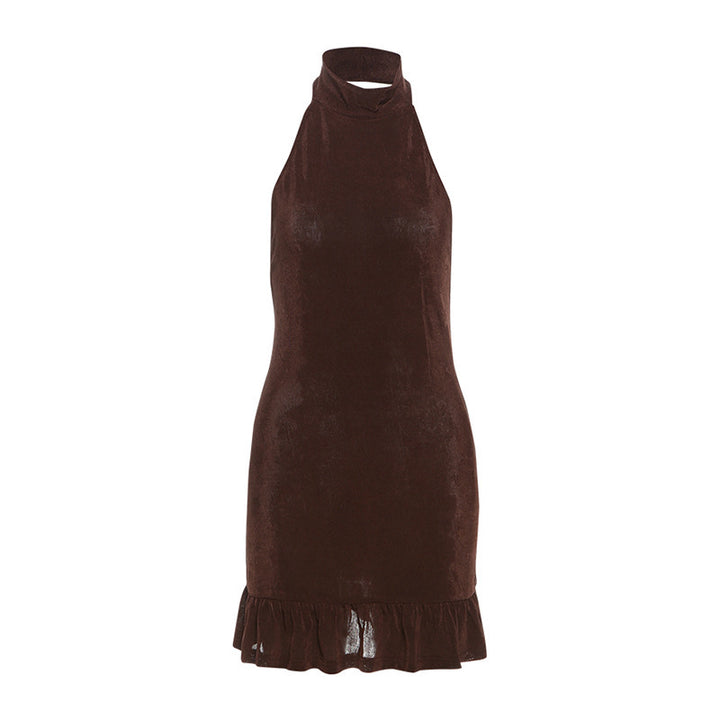Damen Kleid mit hohem Kragen und Rüschenabschluss Echo Archiv