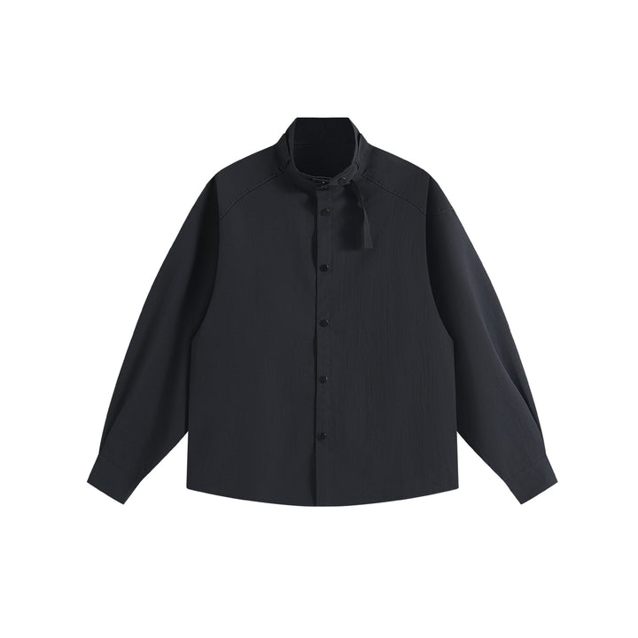 Unisex Oversize-Hemdjacke mit Stehkragen und Druckknopf-Front Echoarchiv