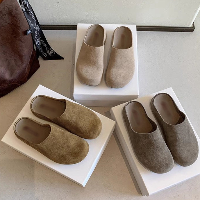Damen Geschlossene Veloursleder-Pantolette mit gepolstertem Komfortfußbett Echo Archiv