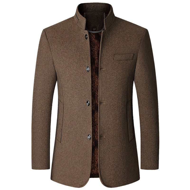 Herren Wollmantel mit Stehkragen und gesteppter Thermofütterung – Montevé