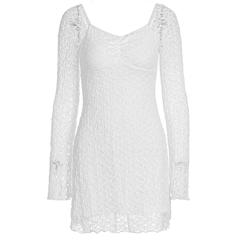 Damen Spitzenkleid mit langen Ärmeln und transparentem Detail Echo Archiv