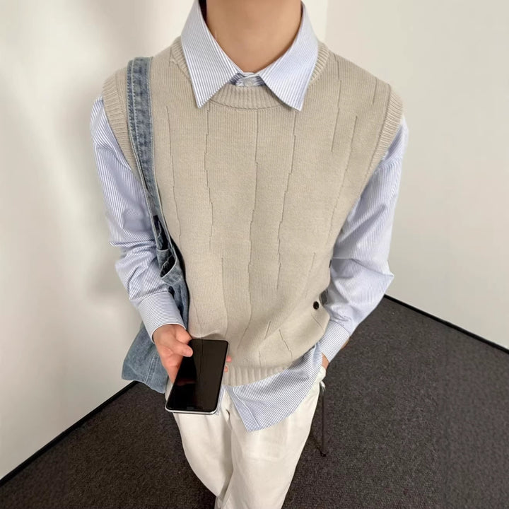 Unisex Stilvoller Strickpullover Ohne Ärmel Echo Archive
