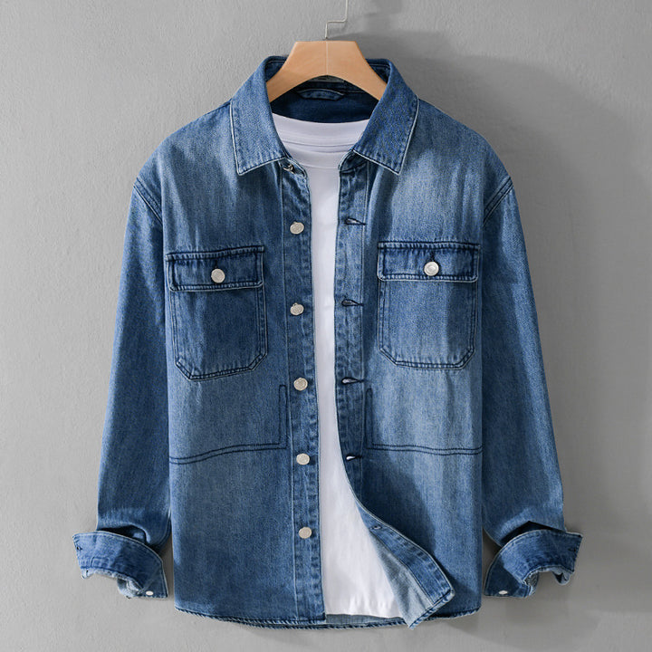 Herren Denim-Utility-Hemdjacke mit Brusttaschen und legerer Passform Echoarchiv