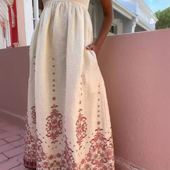 Damen Maxikleid mit exklusivem floralem Stickdesign und zarten Trägern Echo Archiv