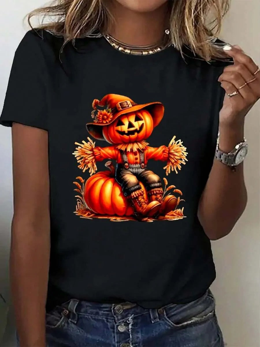 Damen T-Shirt mit stylischem Kürbis-Motiv und aufregendem Animal-Print Echo Archiv