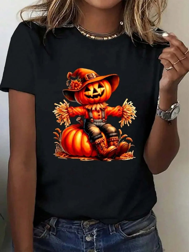 Damen T-Shirt mit stylischem Kürbis-Motiv und aufregendem Animal-Print Echo Archiv