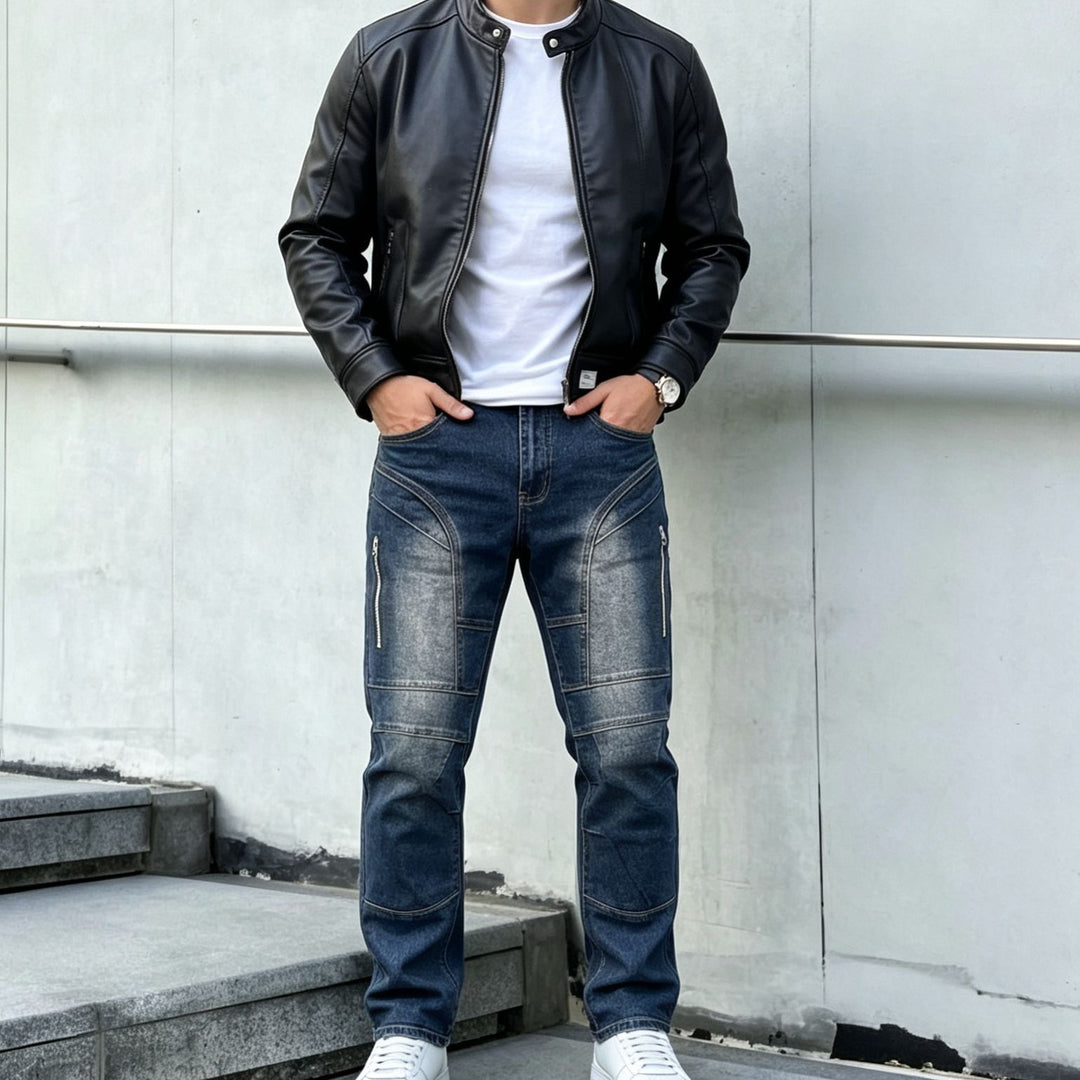 Herren Modische Cargo-Jeans mit Reißverschluss Echoarchiv