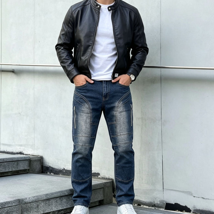 Herren Modische Cargo-Jeans mit Reißverschluss Echoarchiv