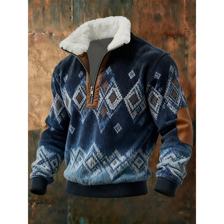 Herren Urbaner Fleece Pullover mit Baum-Motiv Echoarchiv