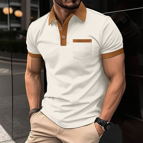 Herren elegantes Poloshirt mit strukturiertem Kragen und modischen Akzenten Echoarchiv