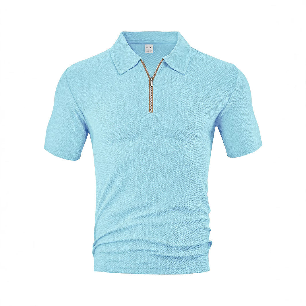 Herren Poloshirt mit innovativem Reißverschluss und strukturiertem Gewebe Echoarchiv