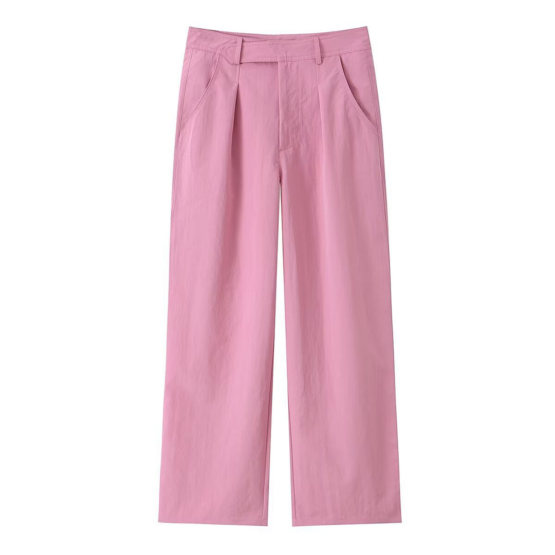 Damen Hochtaillierte weite Bundfaltenhose mit Bügelfalte und Eingrifftaschen Echo Archiv